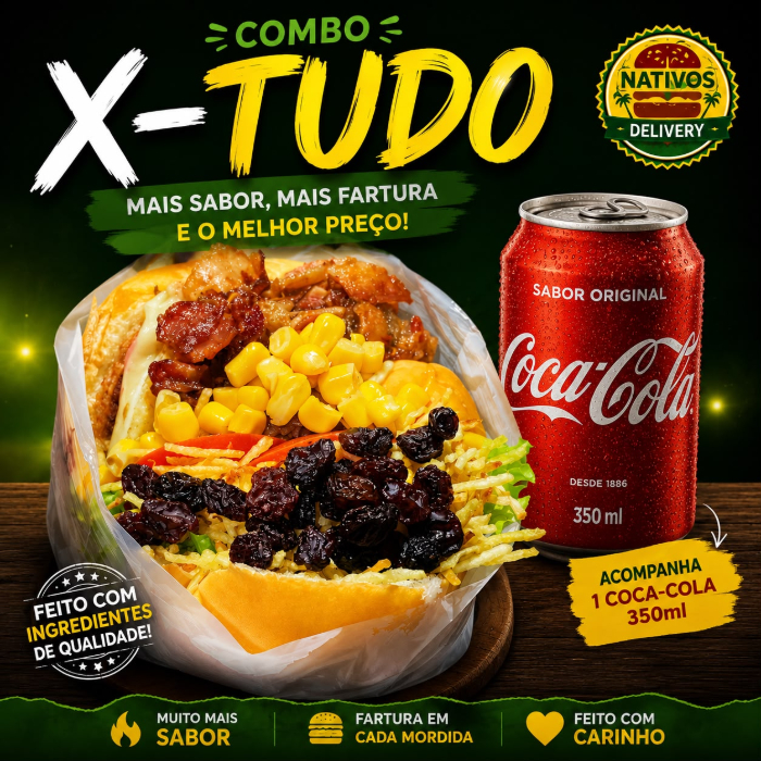 1 X-TUDO + REFRI LATA