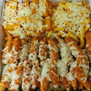 1KG FRANGO CROCANTE COM400G BATATA E 500POLENTA E QUEIJO EM TODA PORÇÃO