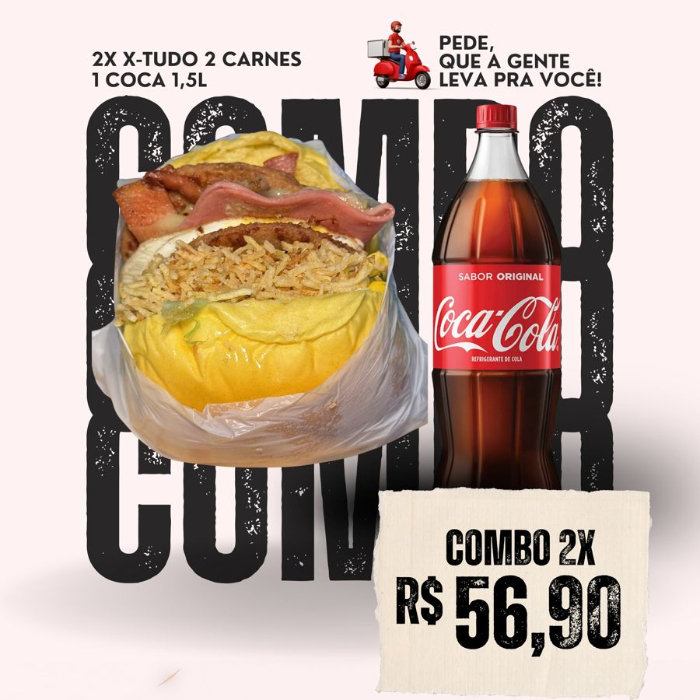 2X TUDO 2 CARNES + COCA 1,5L