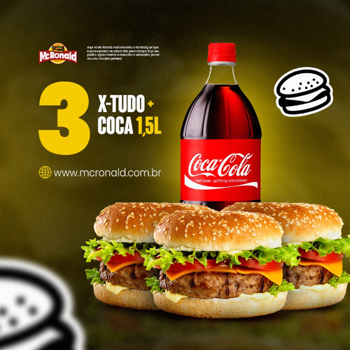 3 X-TUDO + COCA COLA 1,5L