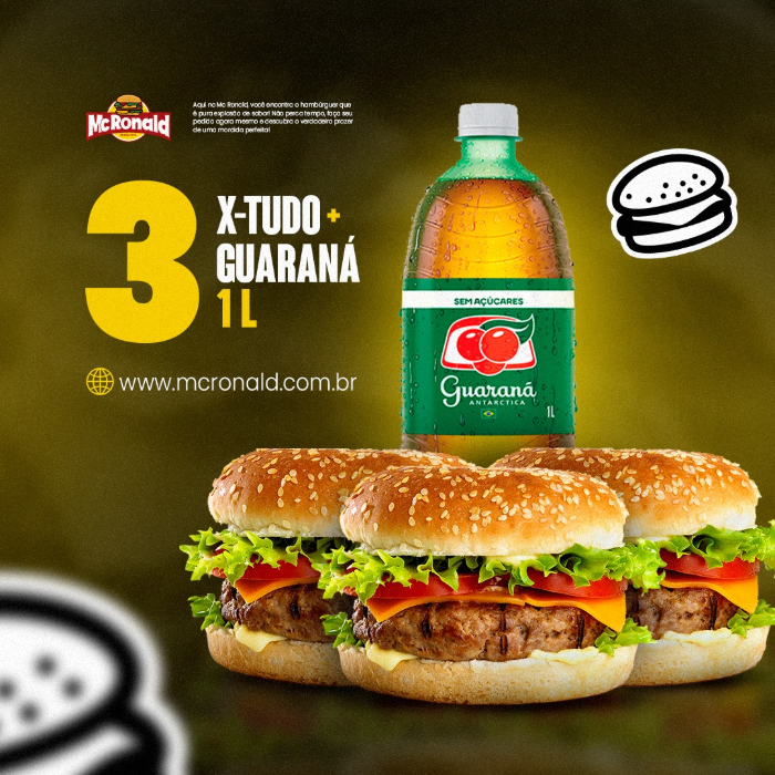 3 X-TUDO + GUARANA DE 1L