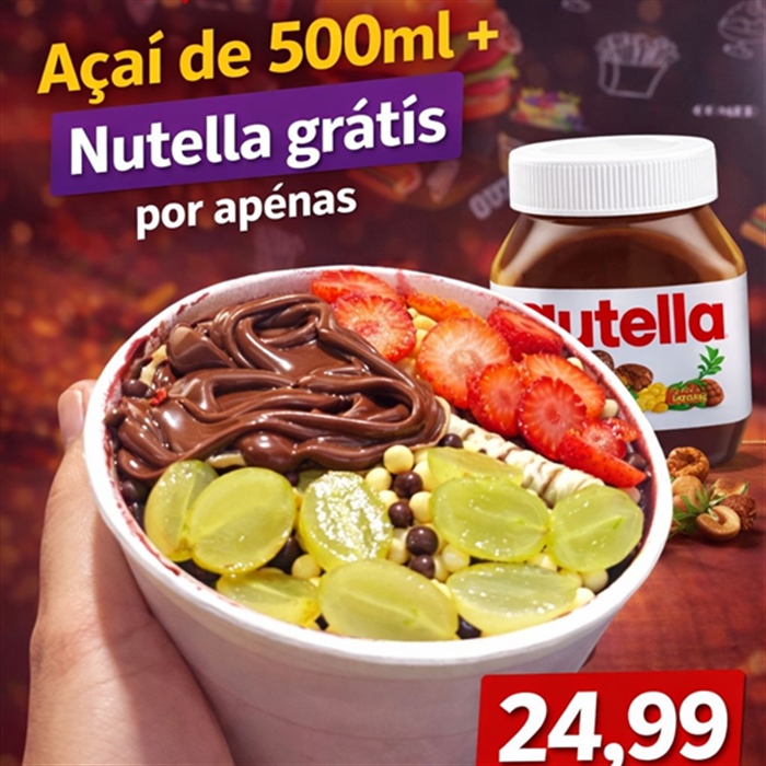 Açai 500ml + Nutella grátis