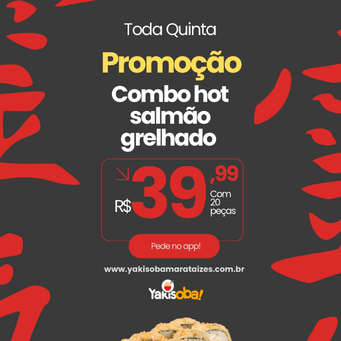 COMBO PROMOCIONAL  -  20 PEÇAS DE HOT DE SALMÃO GRELHADO
