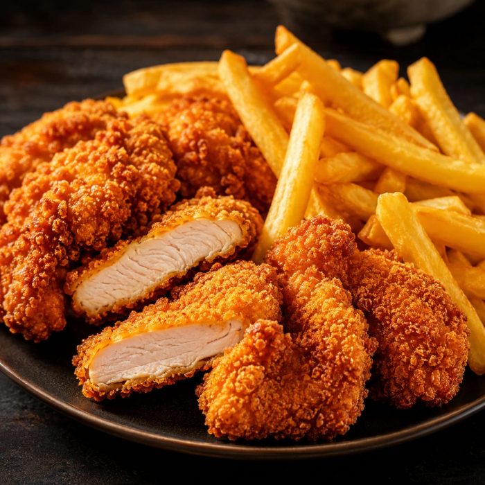 FILÉ DE PEITO CROCANTE COM FRITAS (500 G)