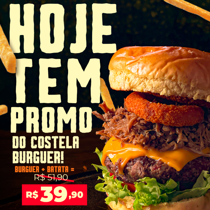 COSTELA BURGUER + BATATA POR R$ 39,90