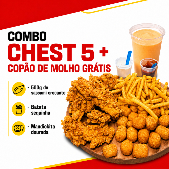 COMBO CHEST 5 + COPÃO DE MOLHO GRÁTIS