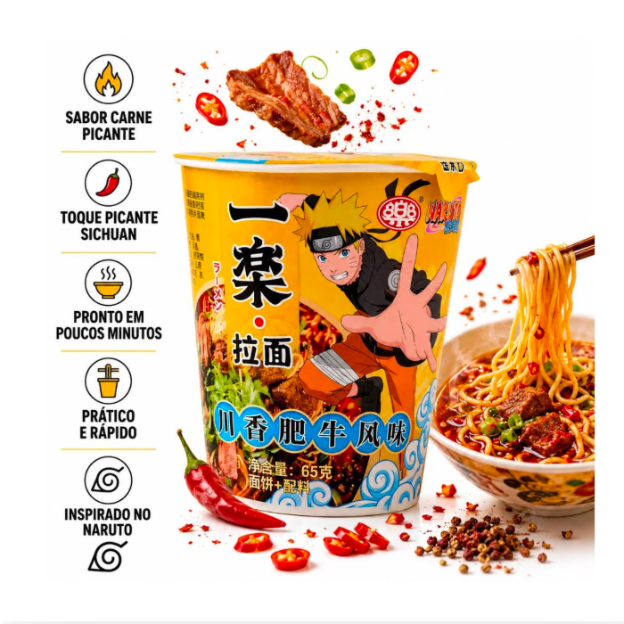 MACARRAO NARUTO CARNE E VEGETAIS 65G