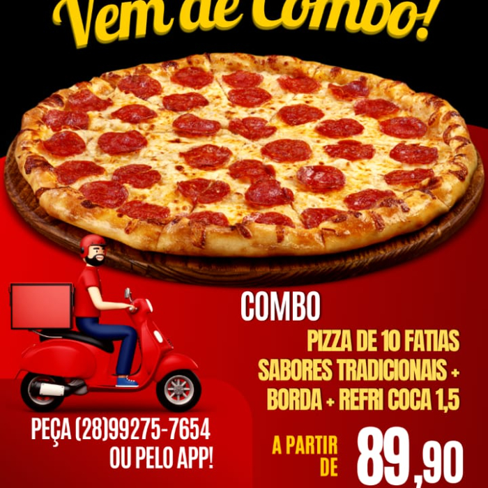 PIZZA DE 10 FATIAS COM BORDA+REFRI 1,5