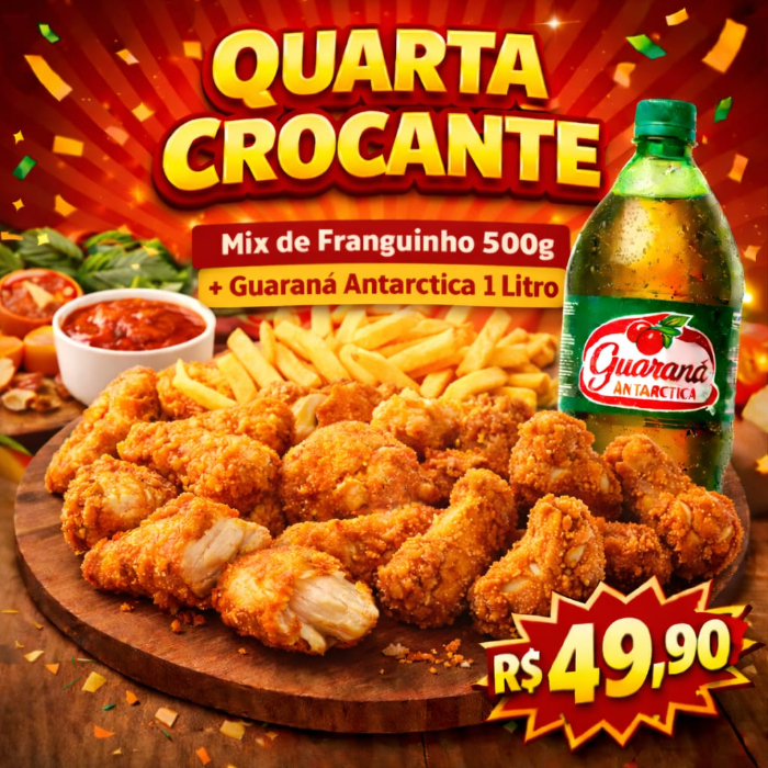 QUARTA CROCANTE  - MIX DE FRANGUINHO + GUARANA 1 L