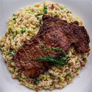 RISOTO DE ABOBRINHA E BACON