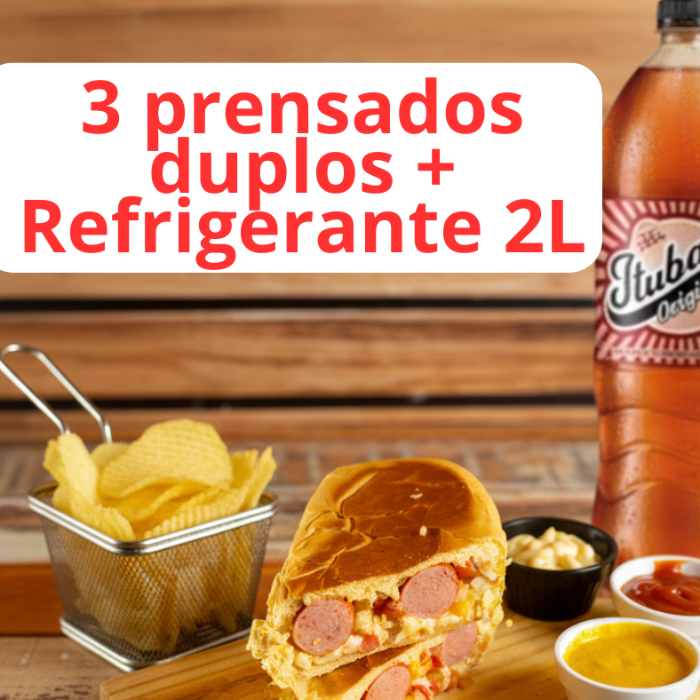 TRÊS PRENSADOS DUPLOS + COCA COLA 2L