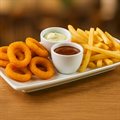 BATATA FRITA + ONION RINGS