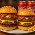 COMBO 2 ARTESANAL BACON BURGER DUPLO + 2 BATATA FRITA 100G + 2 COCA COLA LATA