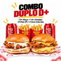 COMBO DUPLO D+( 1 D+MAYO + 1 D+ CHEDDAR + 2 COCA LATA+ 2 BATATA PQ)