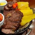 PICANHA (400 GR IN NATURA) NA CHAPA C/MANDIOCA COZIDA,ARROZ BRANCO E TROPEIRO