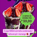 PROMO COM MORANGO 2 COPOS DE 500ML
