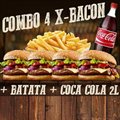 SUPER COMBO FAMÍLIA 4 X-BACON + BATATA + COCA COLA 2L