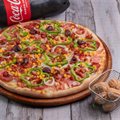 UMA PIZZA GIGANTE (35CM) + 10 MINI CHURROS + COCA 2L